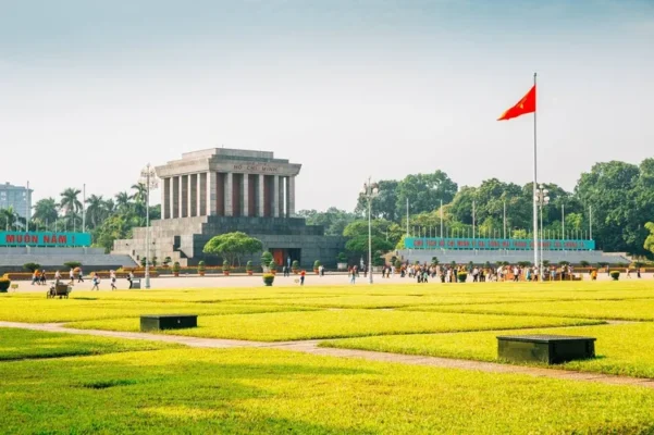 Ba Dinh Square, the largest square in Vietnam located in front of the Ho Chi Minh Mausoleum