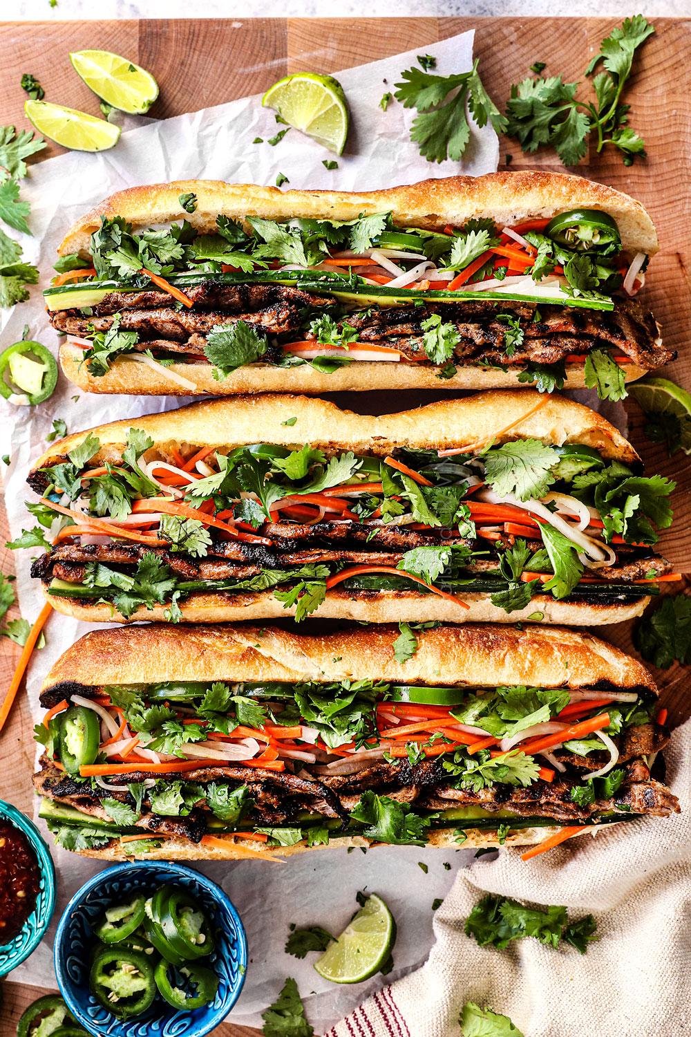 Traditional Vietnamese banh mi sandwich showing French-Vietnamese fusion cuisine