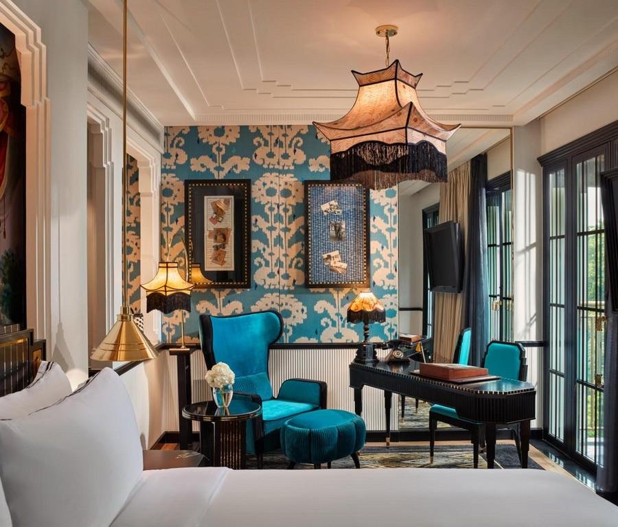 Boutique hotel room in French Quarter with traditional Vietnamese and French design elements