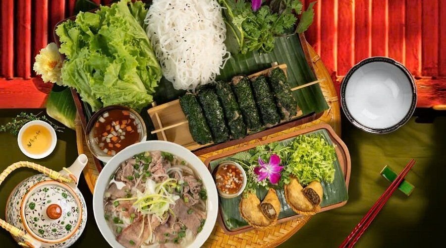 Traditional vegetarian meal served at a Buddhist temple in Hanoi