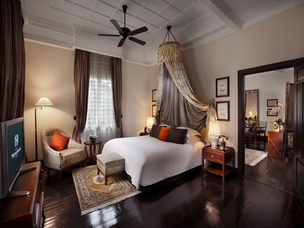 Boutique hotel room in French Quarter Hanoi with colonial decor
