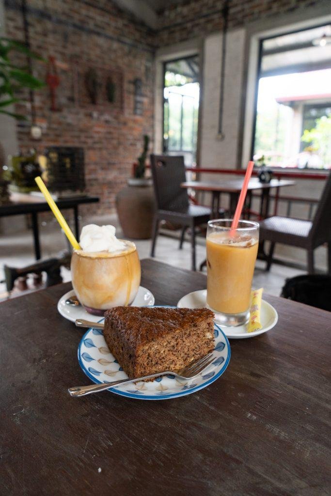 French pastries and Vietnamese coffee combination at local café