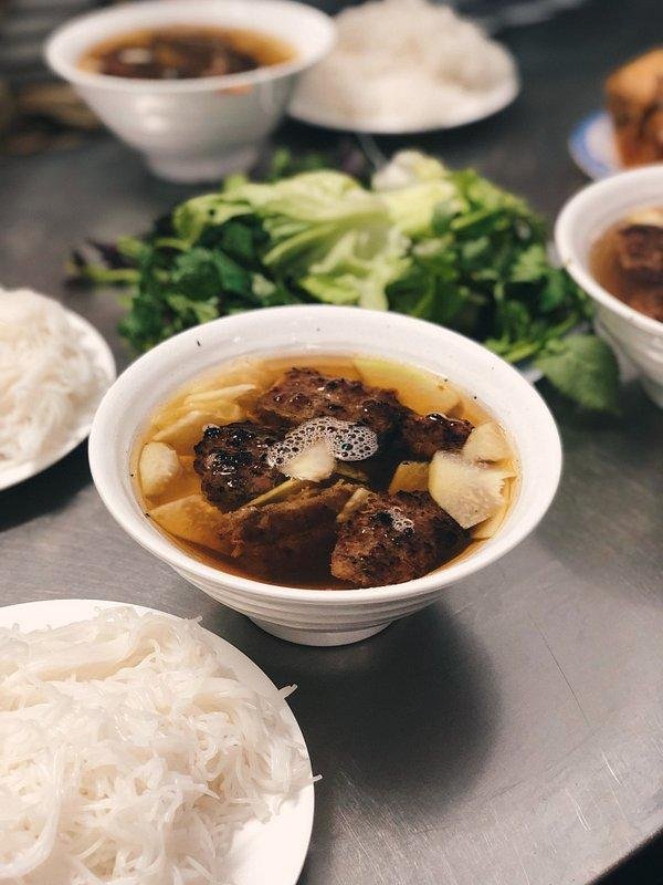 Bun cha dish at Obama restaurant in Hanoi