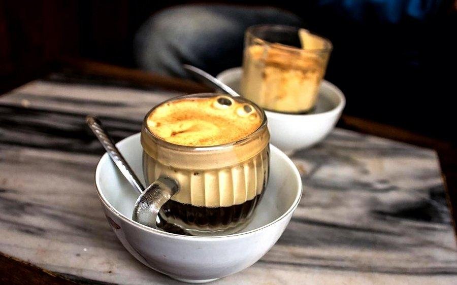 Famous Hanoi egg coffee at a local cafe