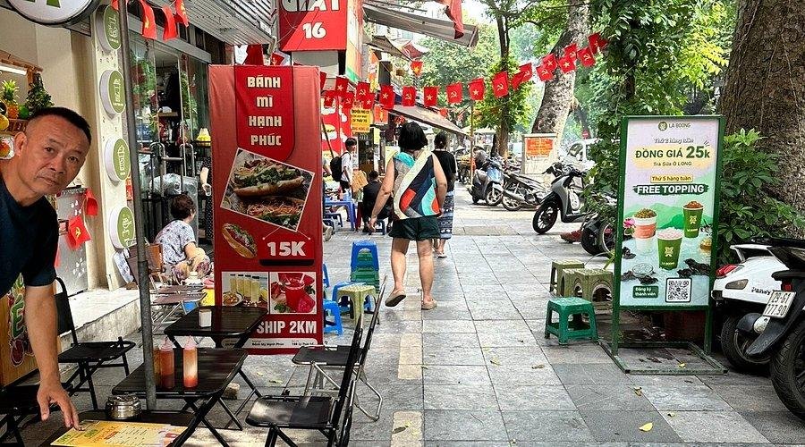 Bustling food market in Hanoi with fresh ingredients