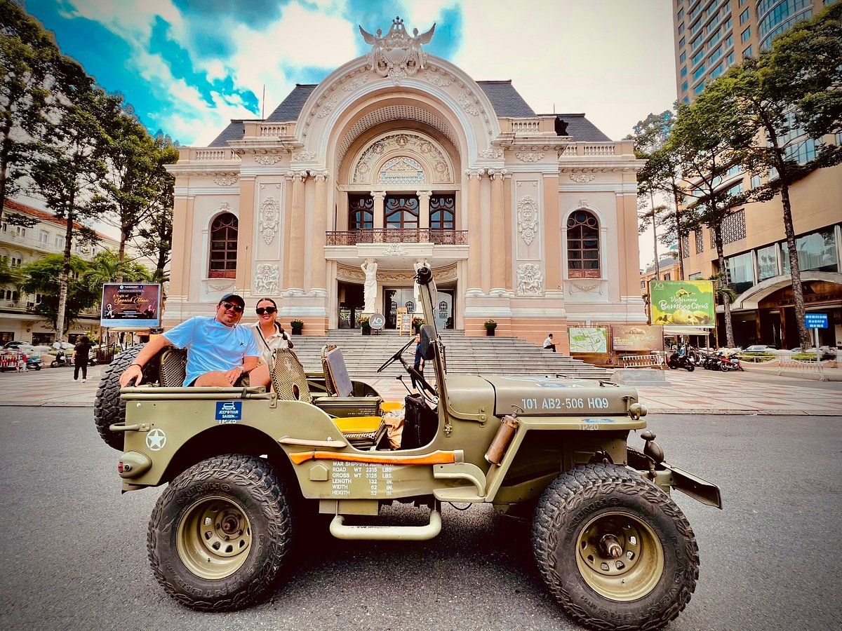 Tourists booking their jeep food tour at Vietnam Travelers office