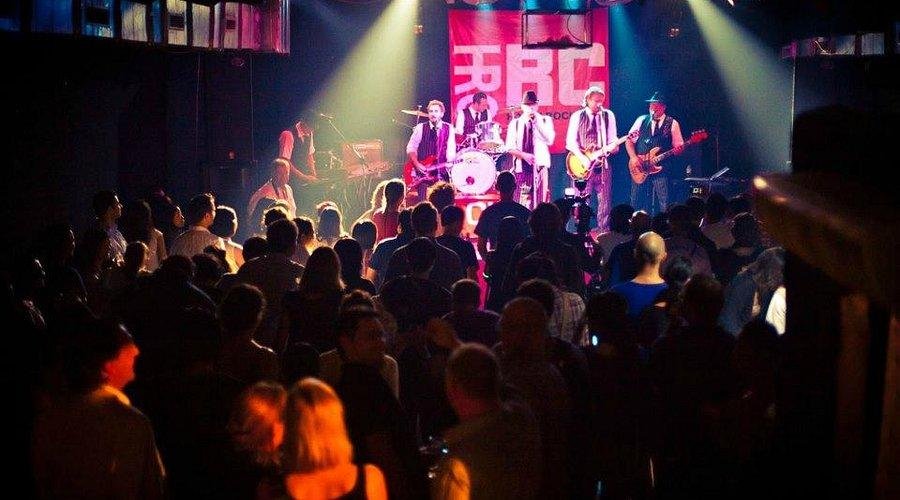 Live band performing at a music venue in Hanoi Old Quarter