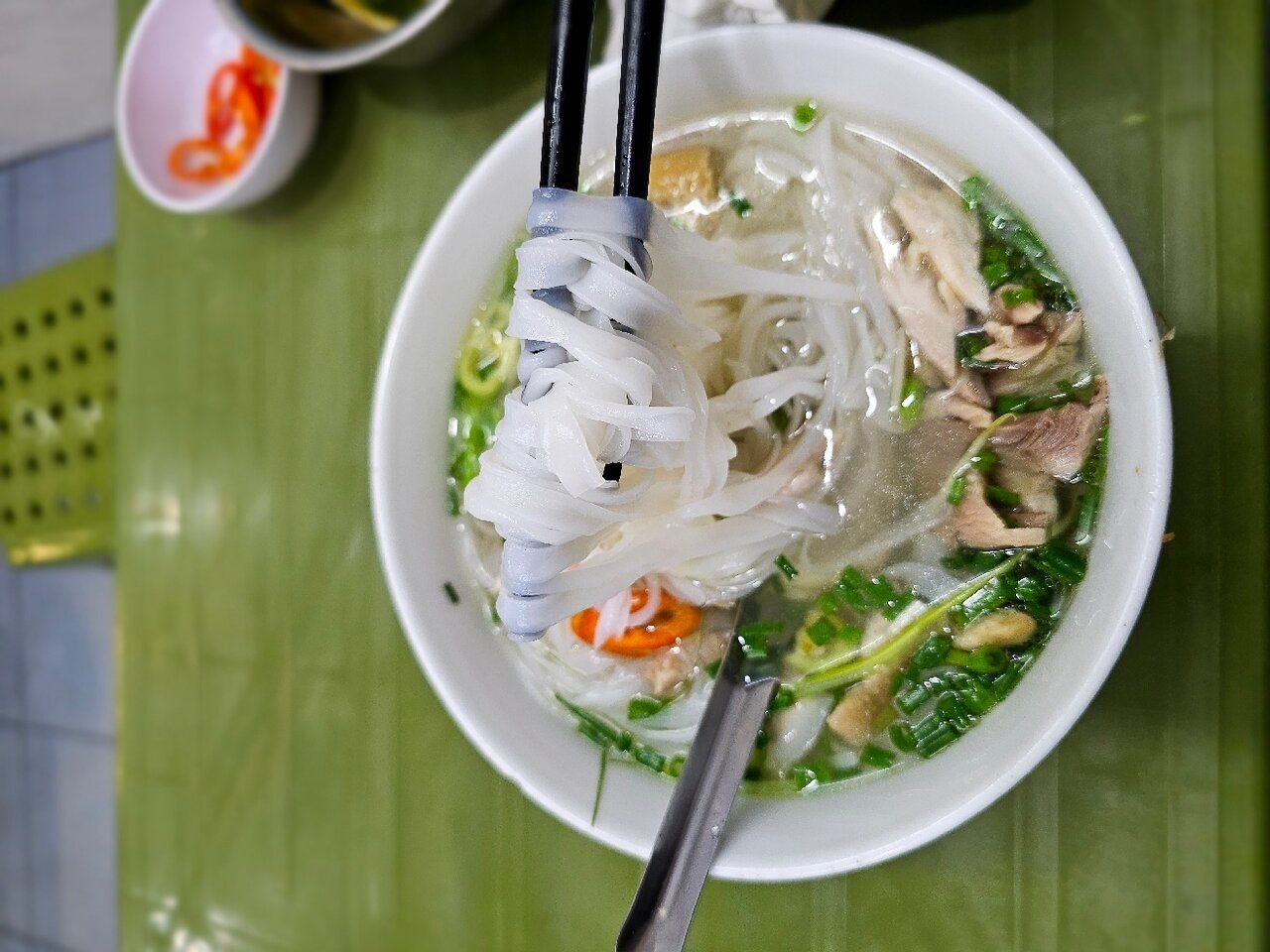 Traditional pho breakfast in Hanoi