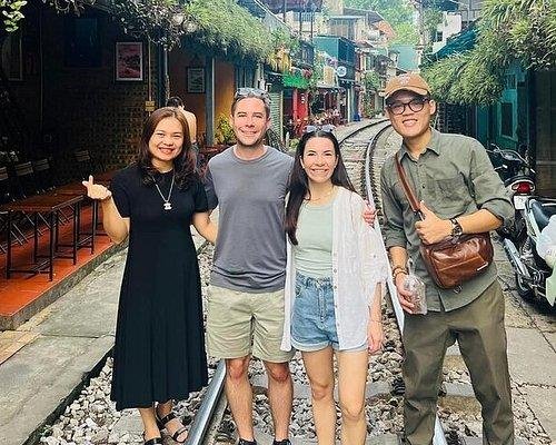 Family enjoying private Hanoi city tour by car