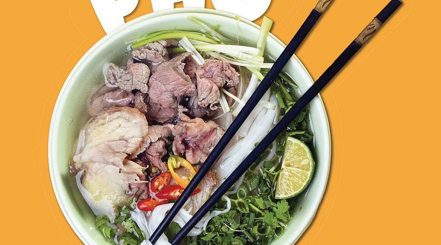 Traditional Vietnamese pho bo served on Hanoi street