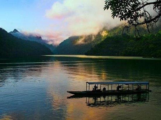 Hanoi sunrise over lake
