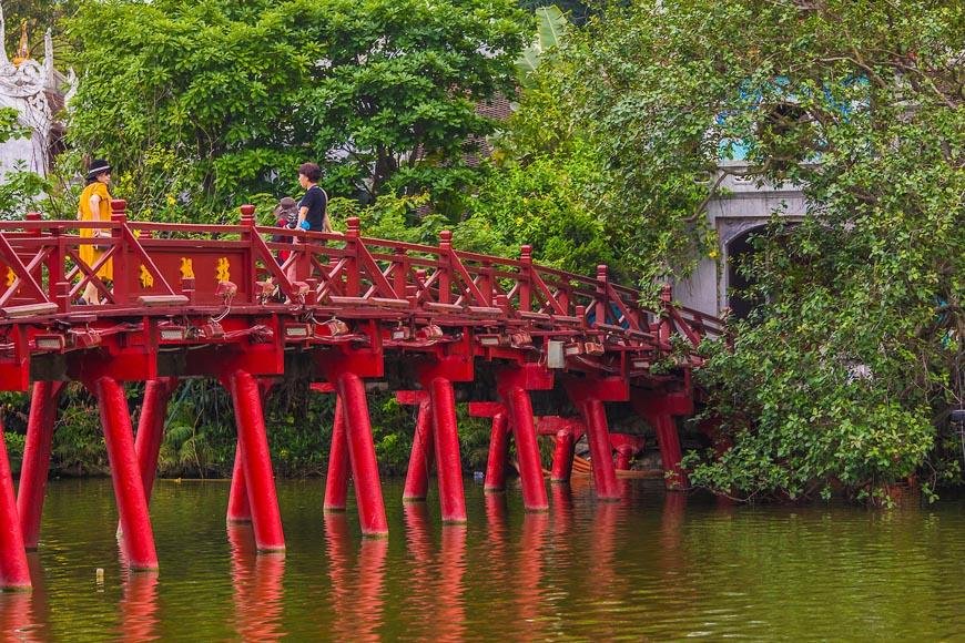 Beautiful view of Hoan Kiem Lake during a walking tour in Hanoi
