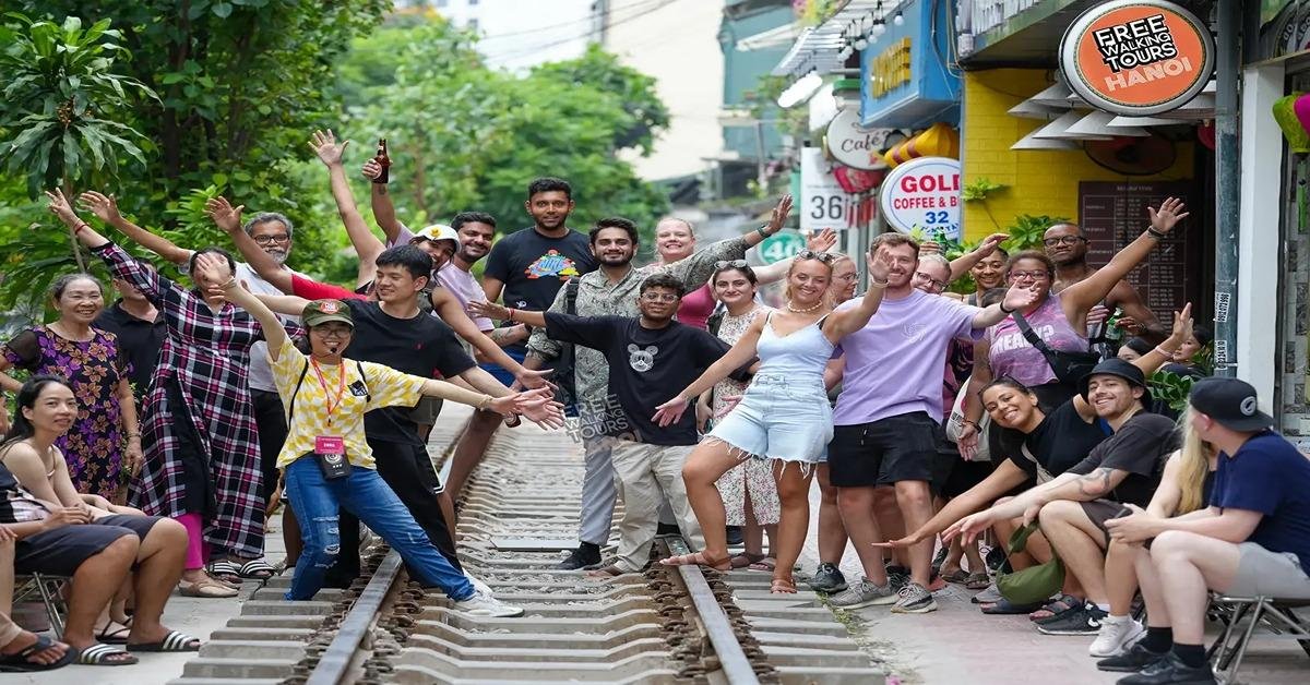 Tourists prepared with proper attire for a Hanoi walking tour