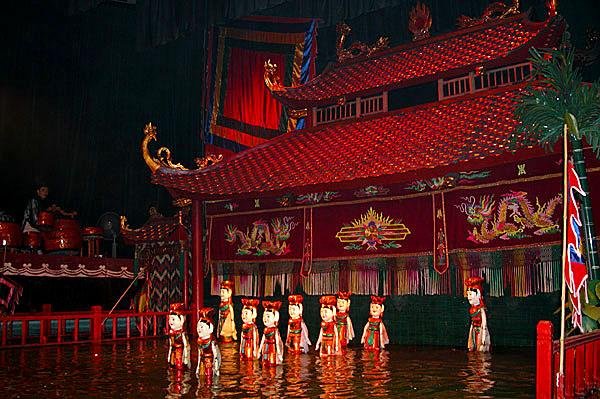 Traditional Vietnamese water puppet performance in Hanoi