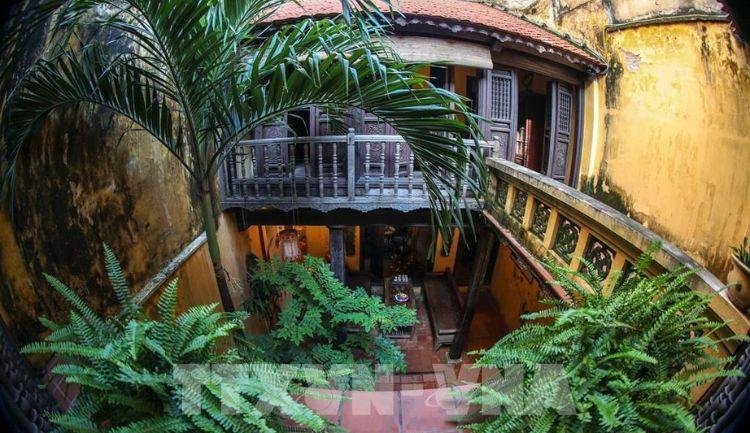Interior courtyard of the Heritage House at 87 Ma May Street showing traditional architecture and layout
