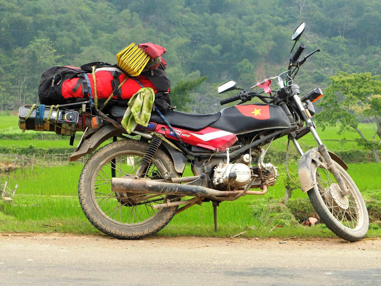 Classic Honda Win motorcycles often used for trips across Vietnam