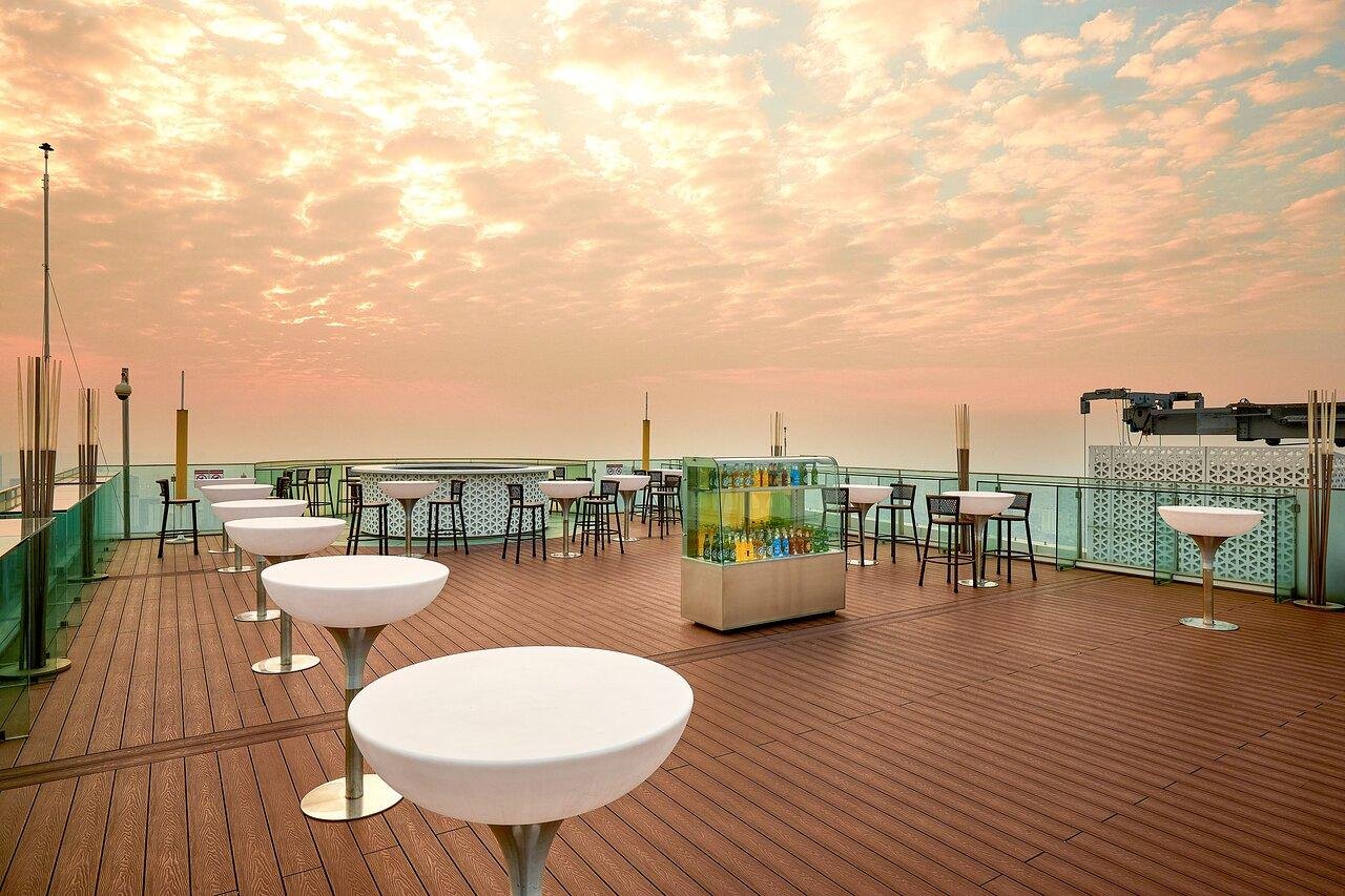 Rooftop terrace of Hotel 2 Nguyen Huu Huan with views over Hanoi Old Quarter