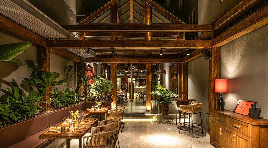 Stylish modern vegetarian restaurant interior in Hanoi