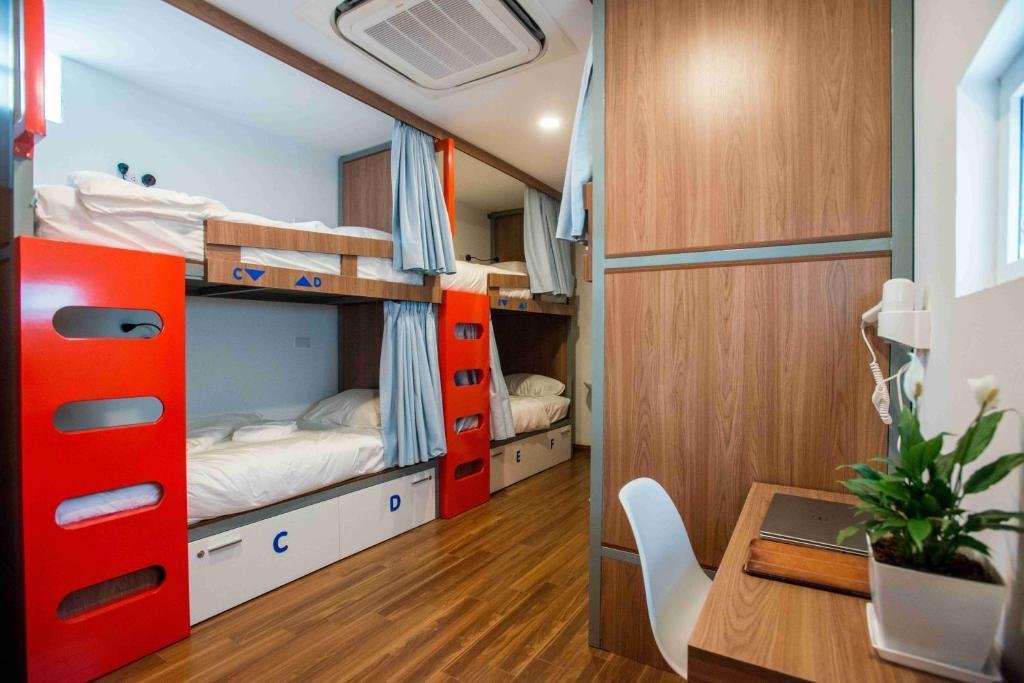 Modern pod-style beds at Nexy Hostel in Hanoi