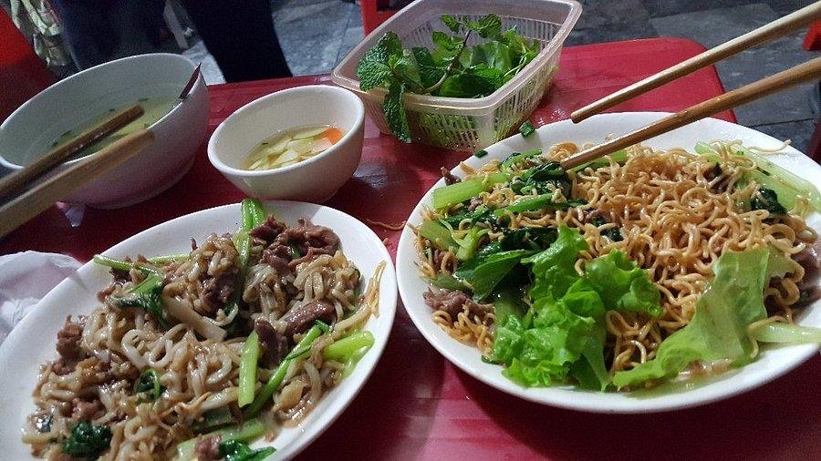Traditional pho being served at a small restaurant in Hanoi Old Quarter