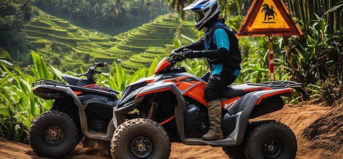 Tour guide providing safety instructions to tourists before quad bike adventure