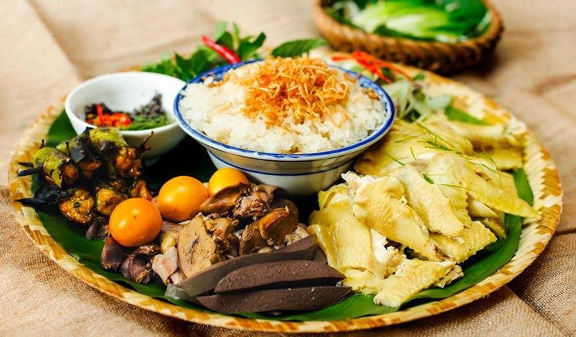 Traditional Vietnamese dishes at Quan An Ngon restaurant