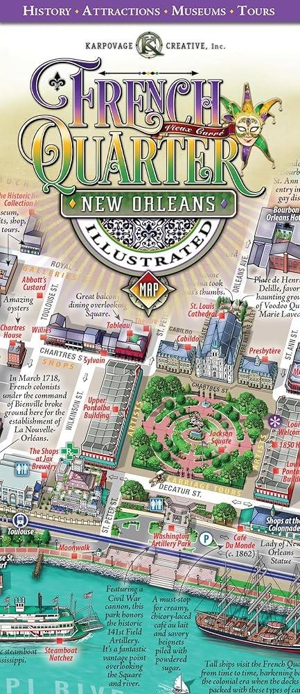 Tourist consulting printed map while exploring French Quarter streets
