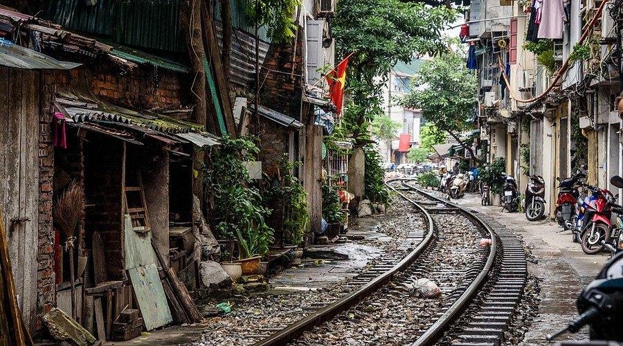 Train passing Hanoi Train Street