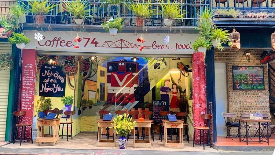 Traditional Vietnamese coffee shop on Train Street