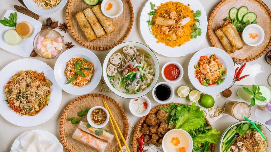 Elegantly plated Vietnamese fusion dish at an upscale restaurant in Hanoi Old Quarter