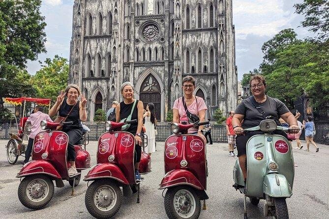 Safety equipment provided for Hanoi Vespa food tours