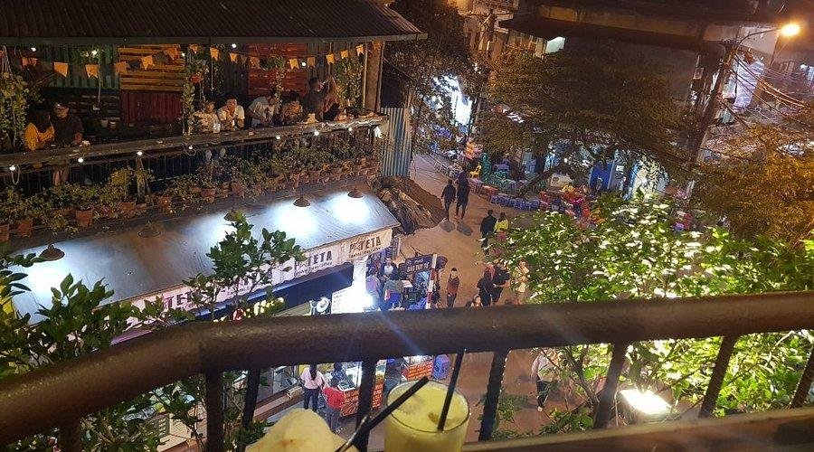 Traditional Vietnamese iced coffee served at night in Hanoi