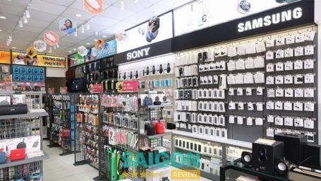 Mobile accessories section in a Viettel store
