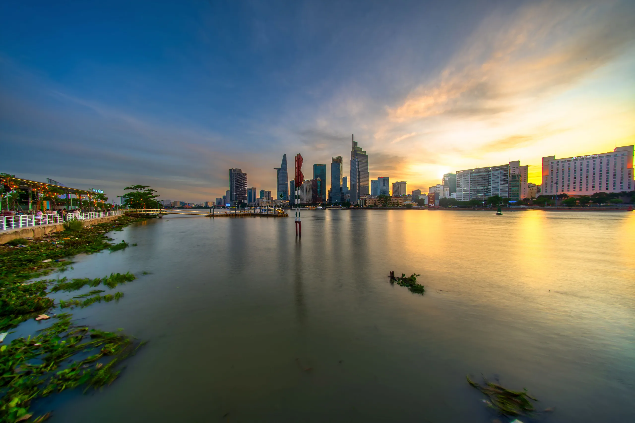 The historic City Hall of Ho Chi Minh City illuminated at dusk