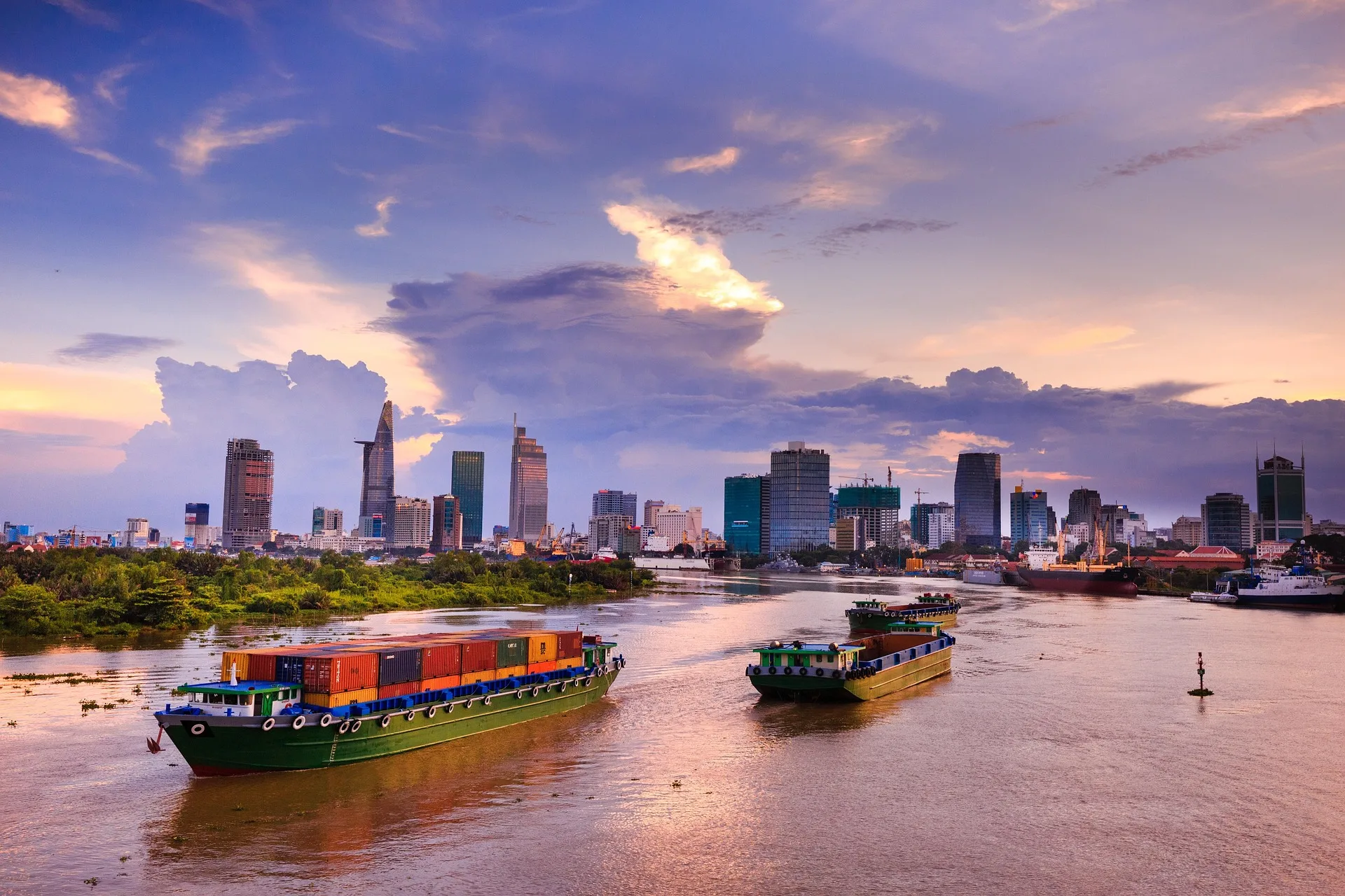 The historic City Hall of Ho Chi Minh City illuminated at dusk