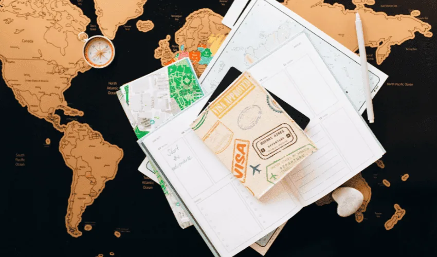 Passport and travel planner used to choose the right Mekong cruise