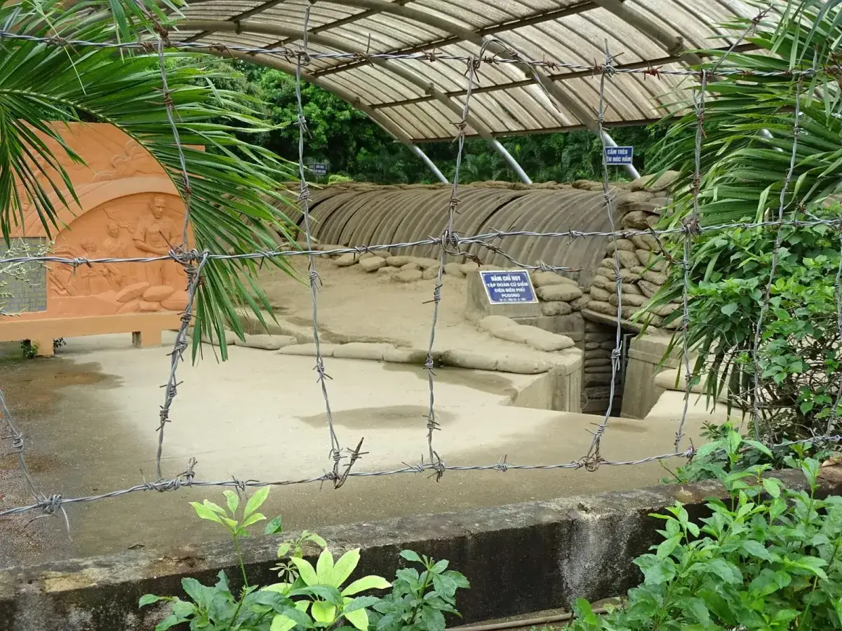Exterior of the preserved De Castries command bunker in Dien Bien Phu
