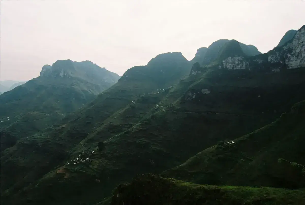 Mountain landscape and road in Ha Giang Province